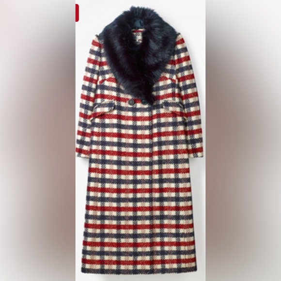 Boden Jackets & Blazers - Boden Tweed Wool Blend Coat With Removable Faux Fur Collar